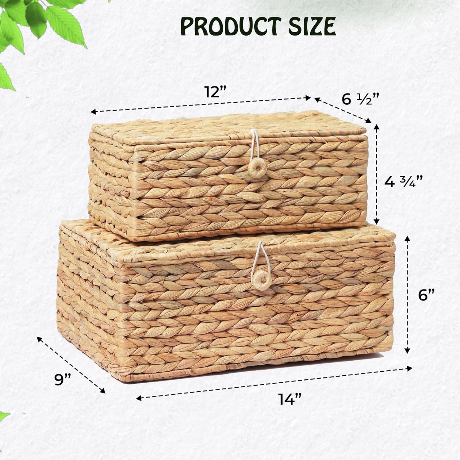 Rectangular Boho Rattan Storage Bin — Set of 2 - View 5
