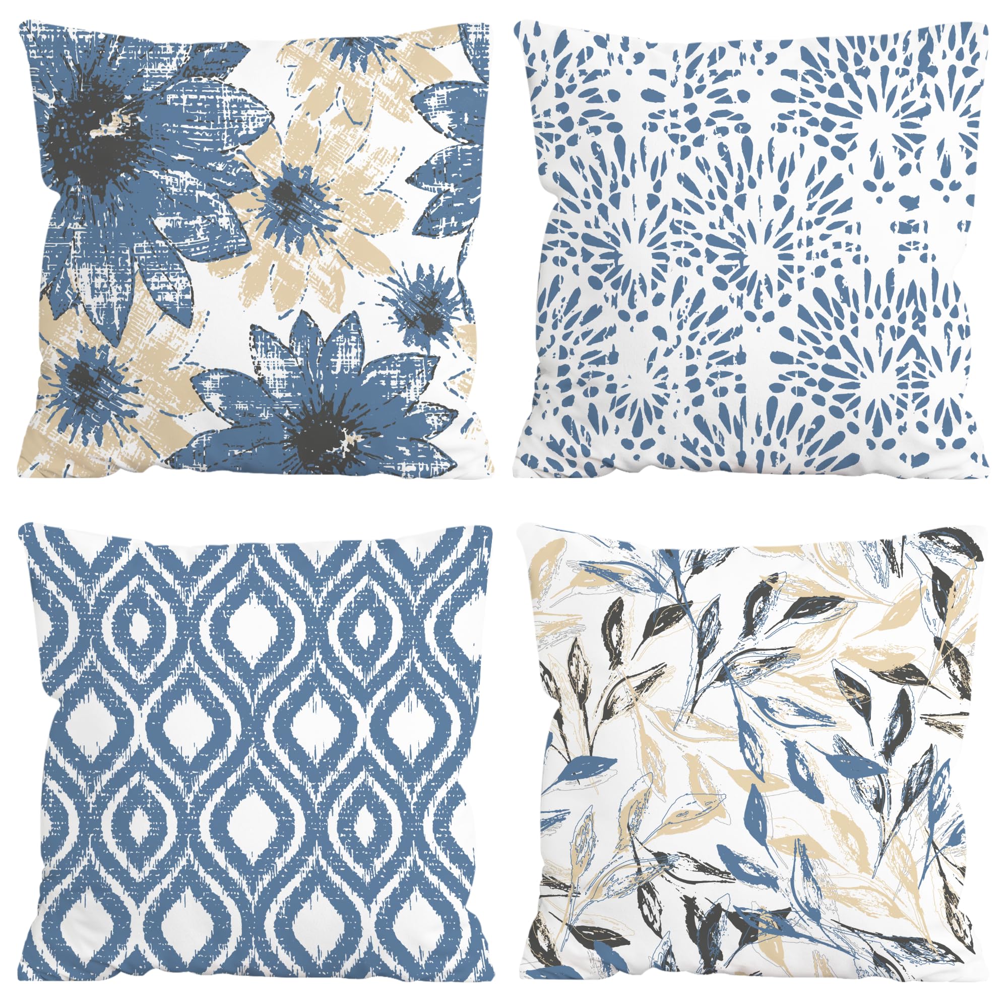 Boho Blue Throw Pillow Cover — 18"