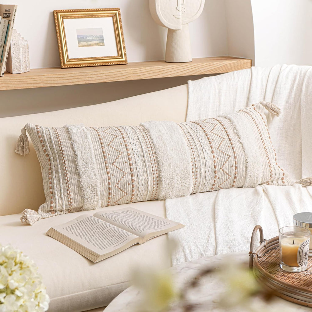 Tufted Boho Beige Pillow Cover — 36" - View 7