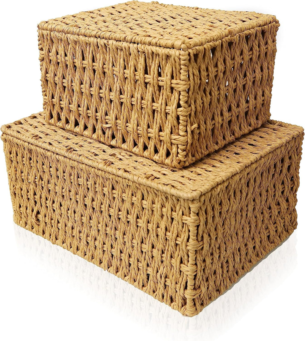 Boho Rattan Storage Basket — Set of 4 — WITHOUT LINER
