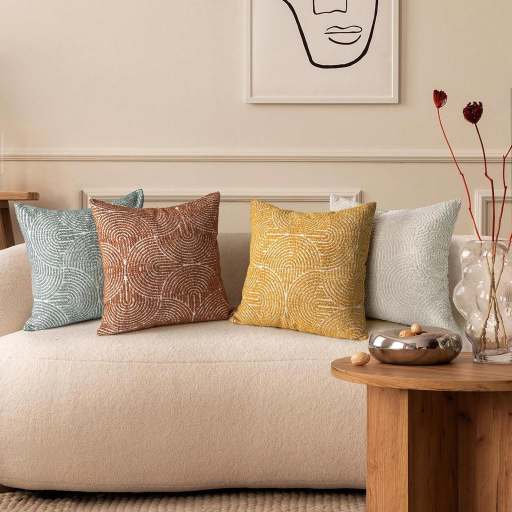 Tufted Boho Beige Throw Pillow Cover — 18" - View 6