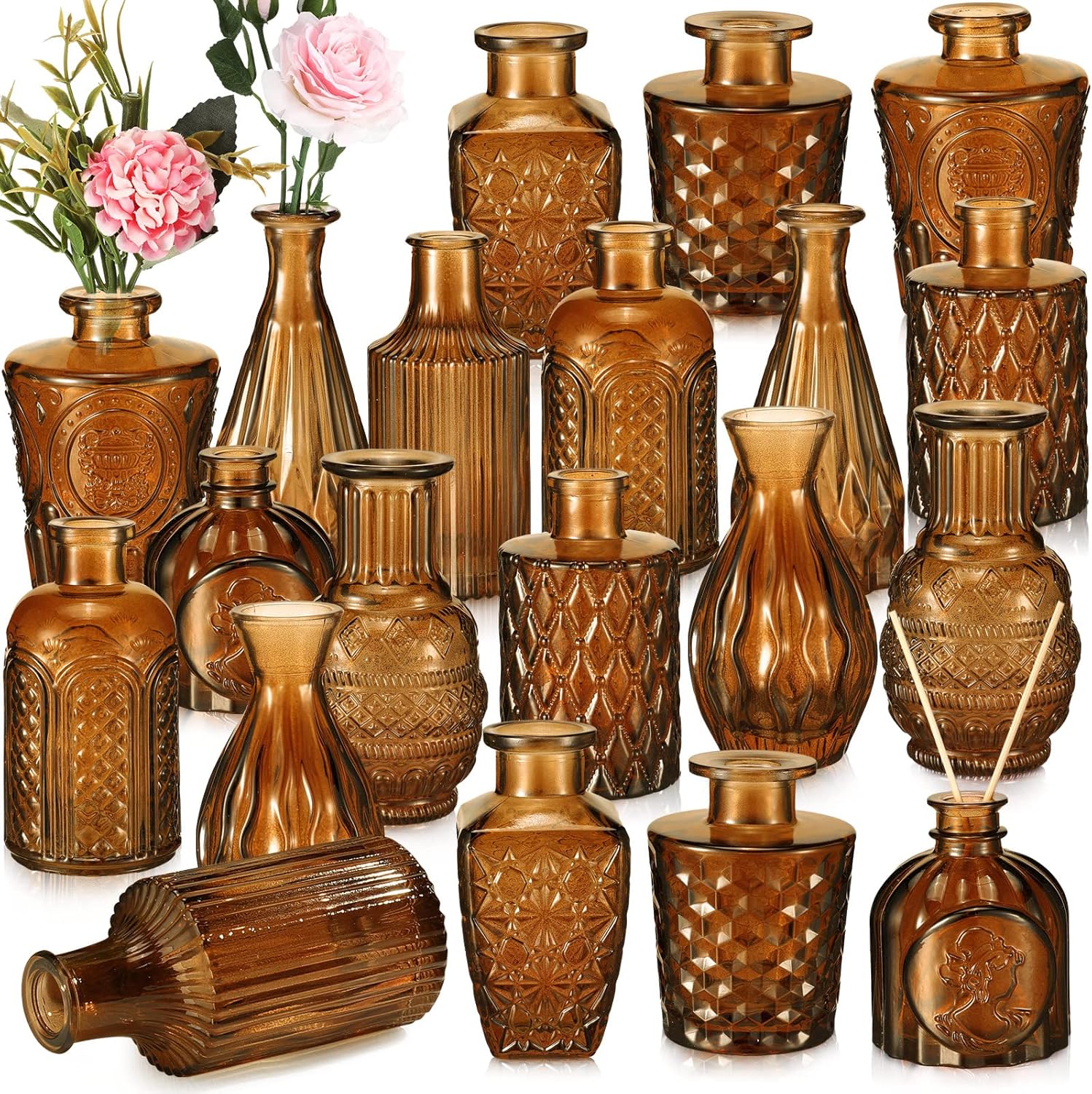 Vintage Blue Flower Vase — Dark Amber