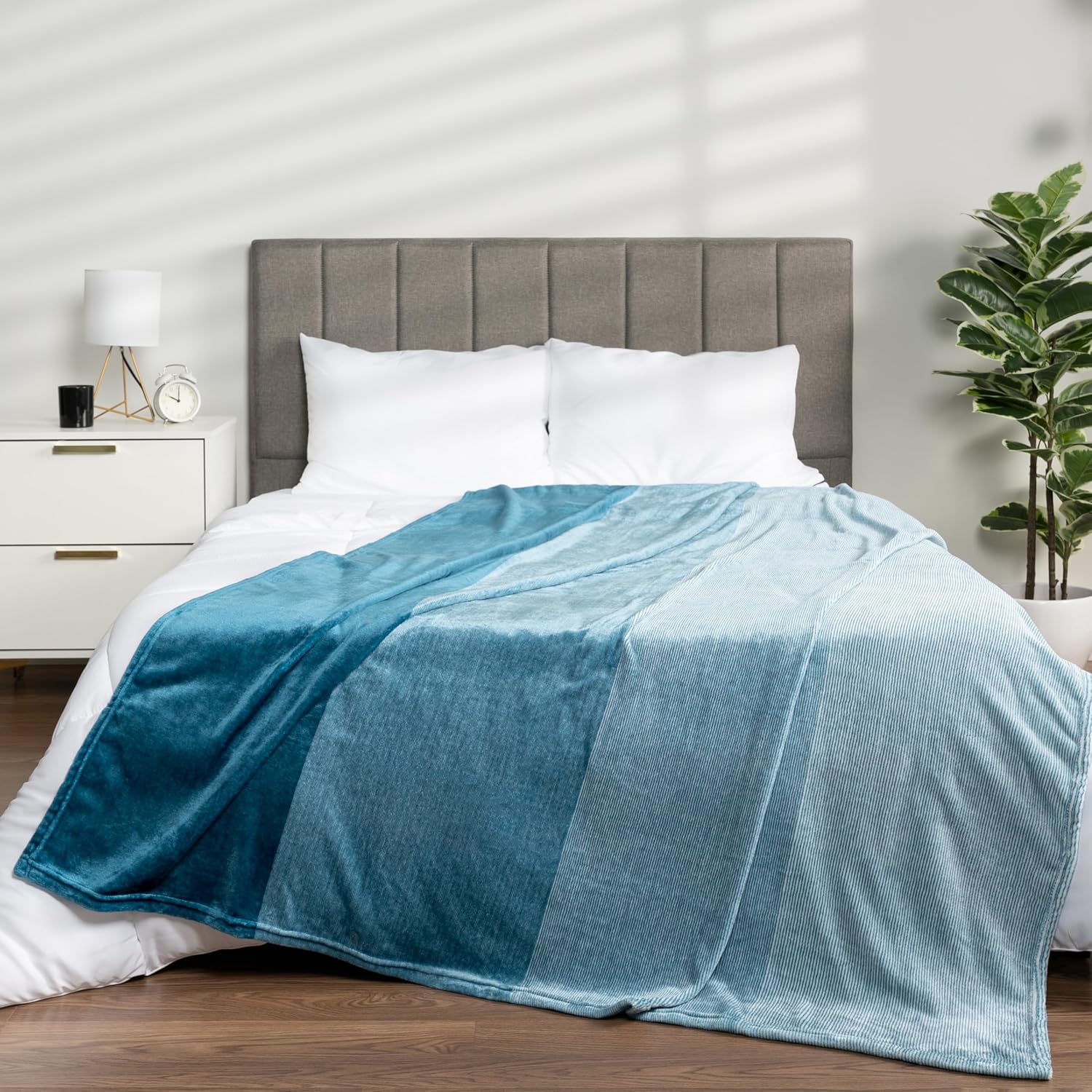 Beige Throw Pillow — 60" — Gradient - Sea Blue