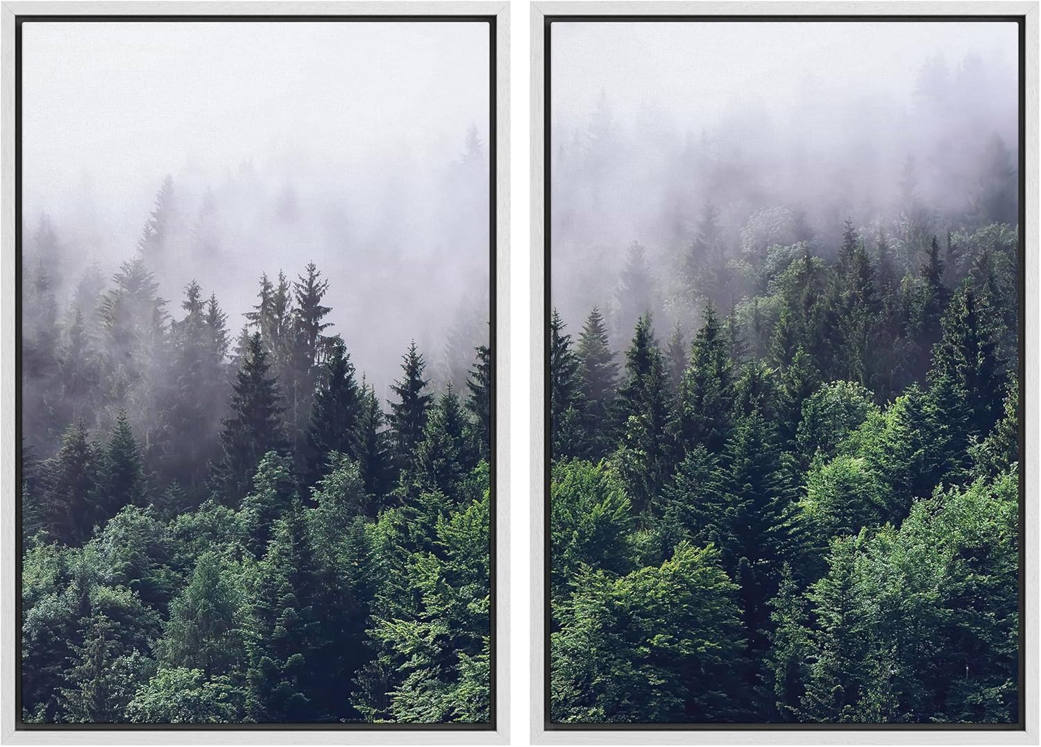 Framed Farmhouse Fabric Canvas Wall Art — 24" — 24" x 36" x 2 Panels WHITE