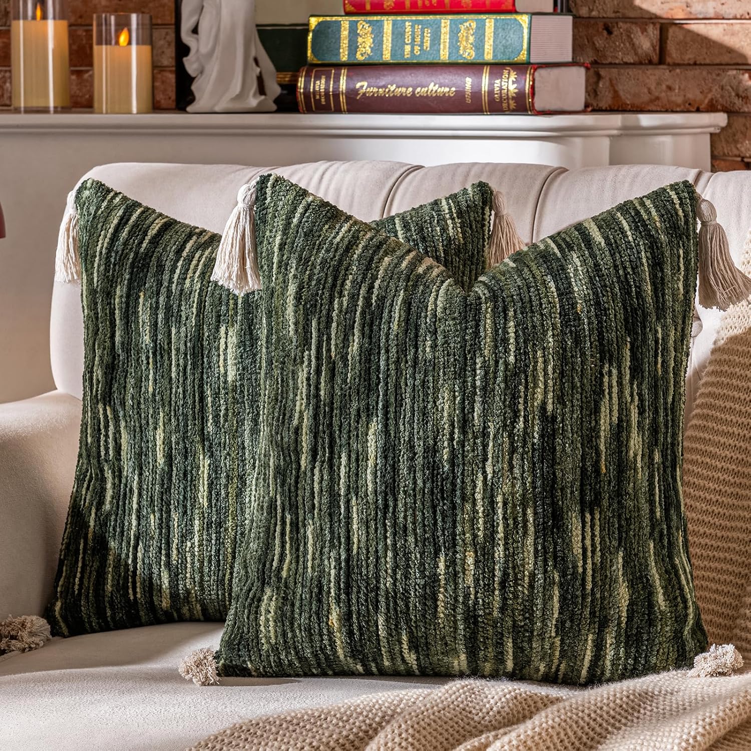 Tufted Boho Black Throw Pillow Cover — 18" — 18" x 18" (Pack of 2)