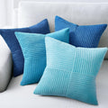 Velvet Boho Beige Throw Pillow Cover — 20" — Light Blue
