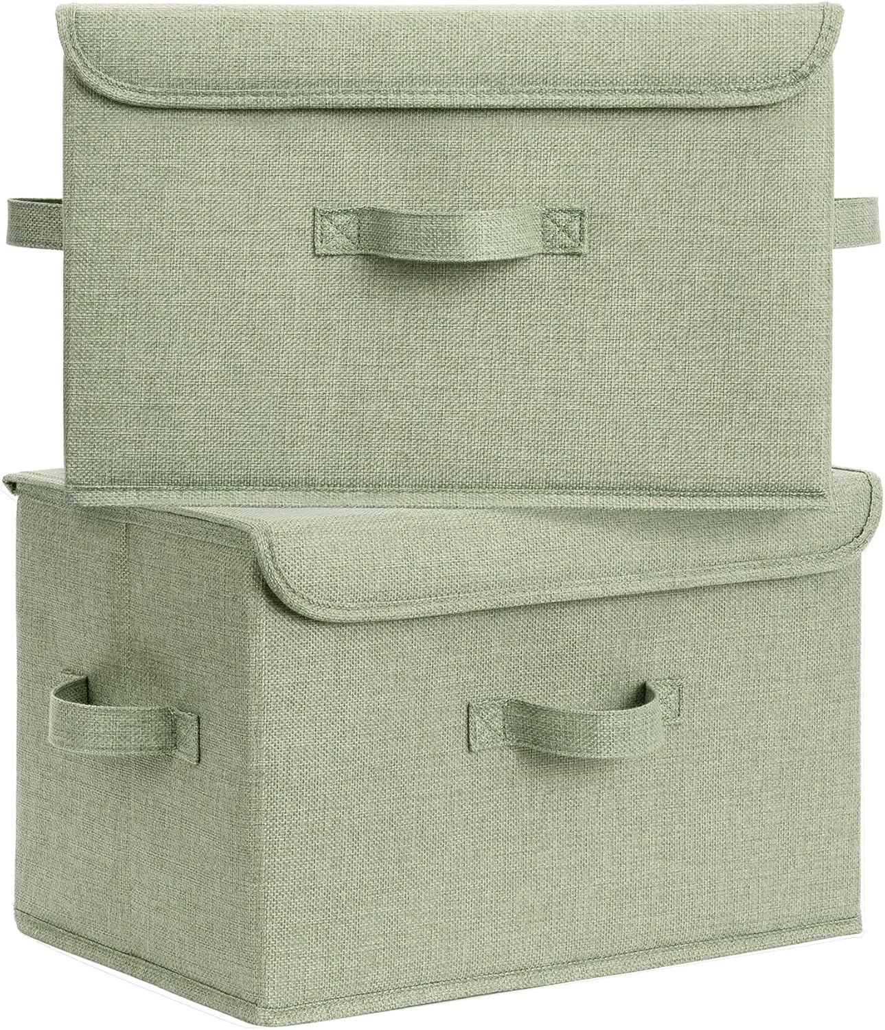 Beige Storage Bin — Sage Green