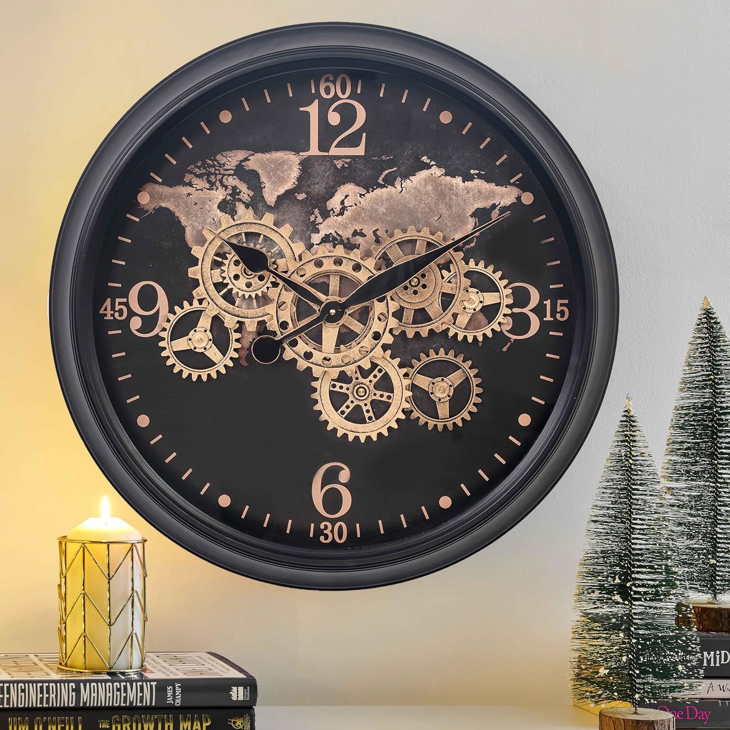Oversized Farmhouse Beige Wall Clock — 24" — 24.4 Inch