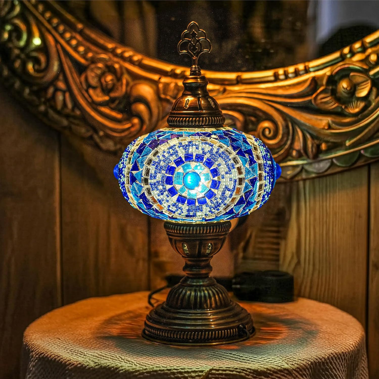 Vintage Boho Blue Desk Lamp — Blue-2