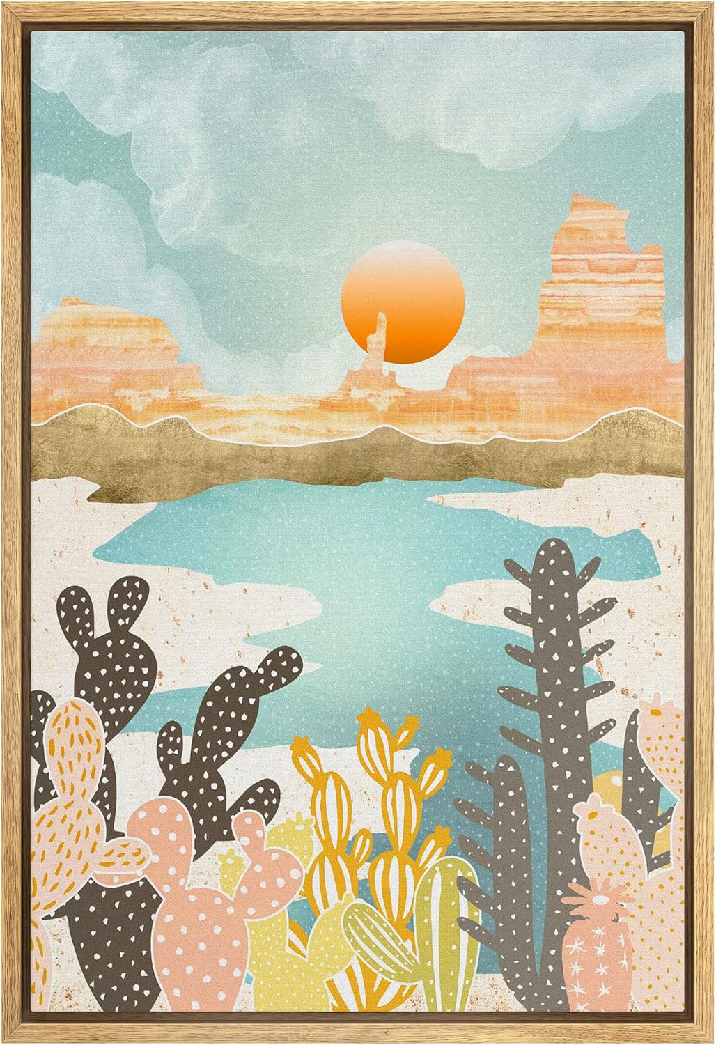 Framed Boho Wood Wall Art — 24" — 36"L x 24"W