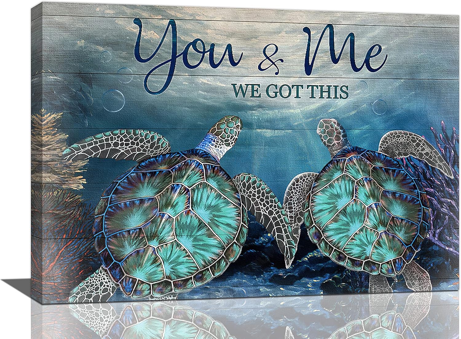 Framed Modern Metal Wall Art — 12" — Sea Turtle-2