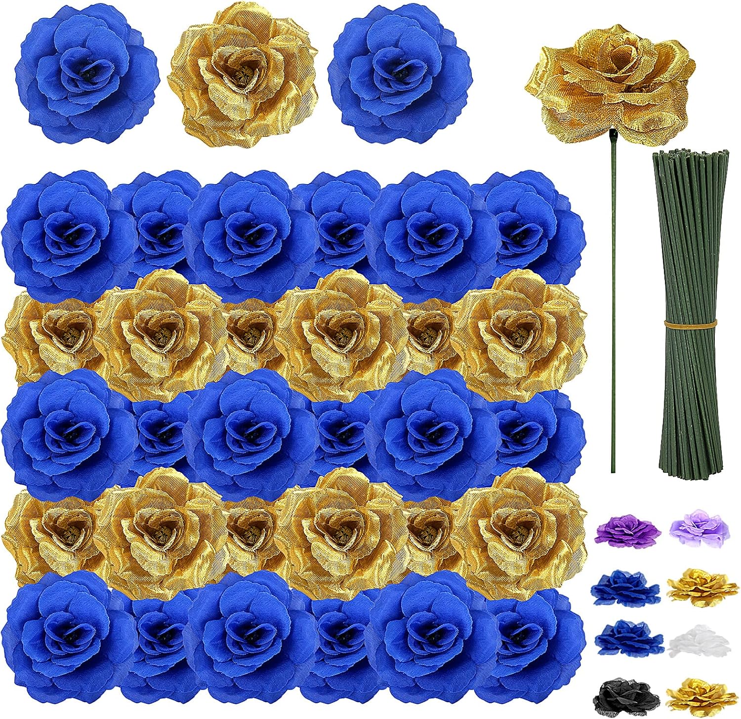 Black Artificial Flowers — Gold-blue