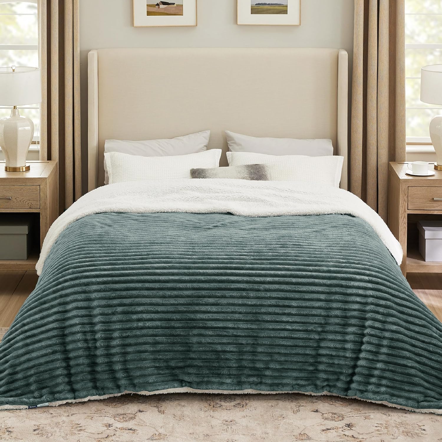 Beige Throw Pillow — 50" — 04 - Dark Green