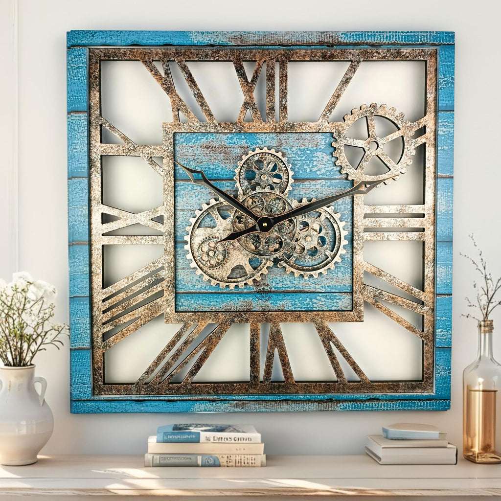Oversized Farmhouse Beige Wall Clock — 24"