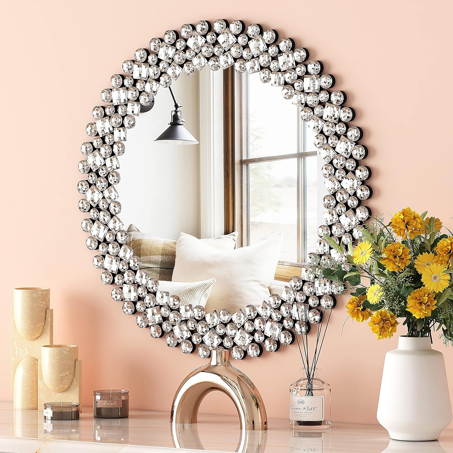 Round Luxe Glass Wall Mirror — 27.6" — 24"L x 24"W