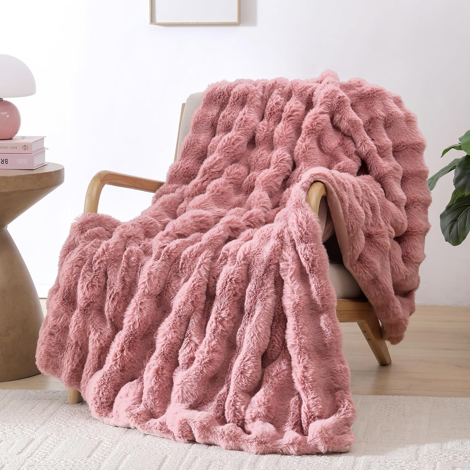 Luxe Beige Throw Pillow — 50" — Old Pink