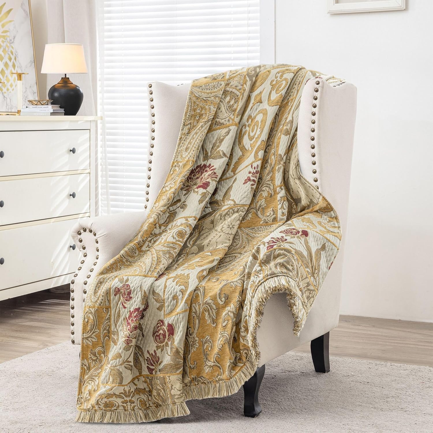 Velvet Luxe Beige Throw Pillow — Beige Yellow