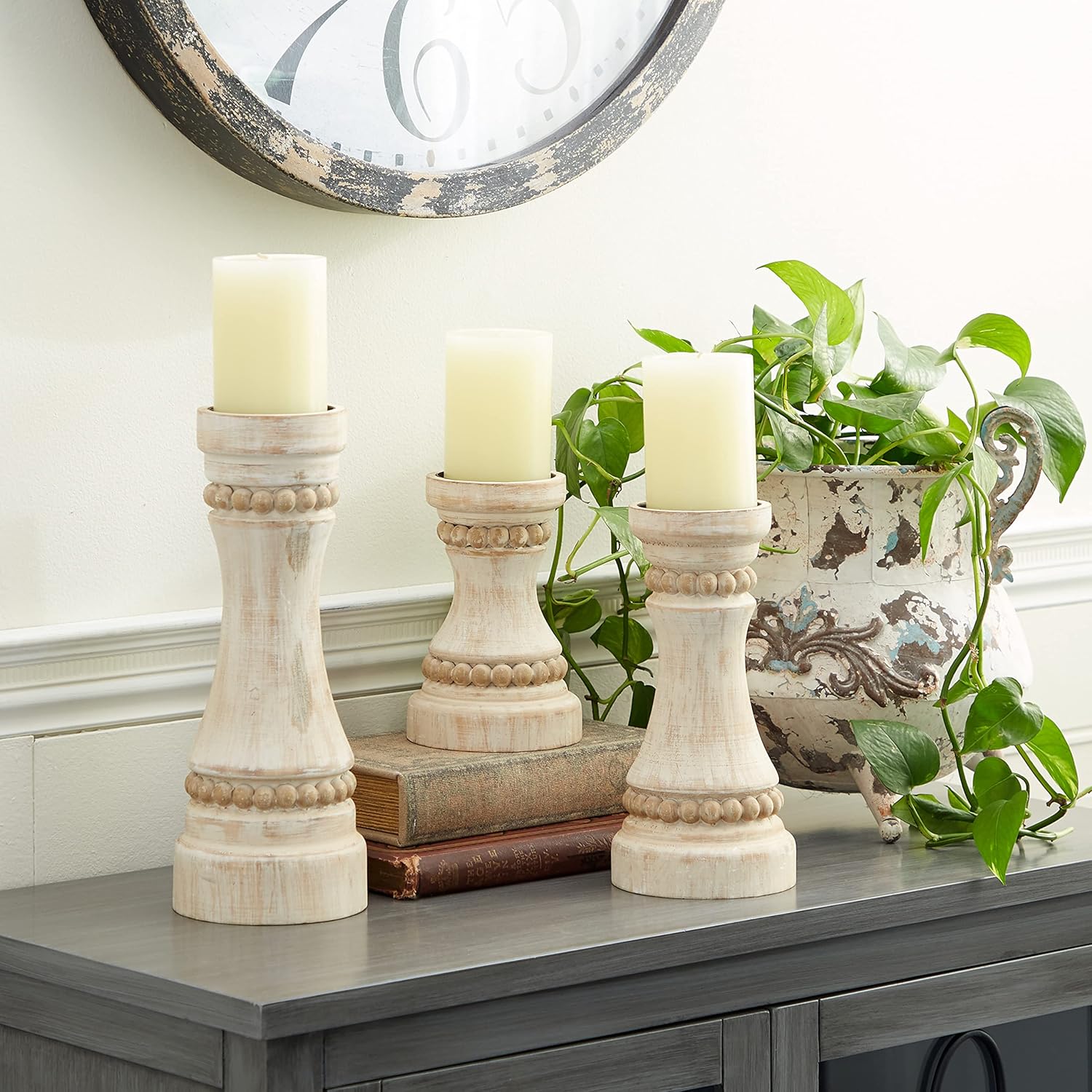 Luxe Beige Candle — 11" — 12", 9", 7"H