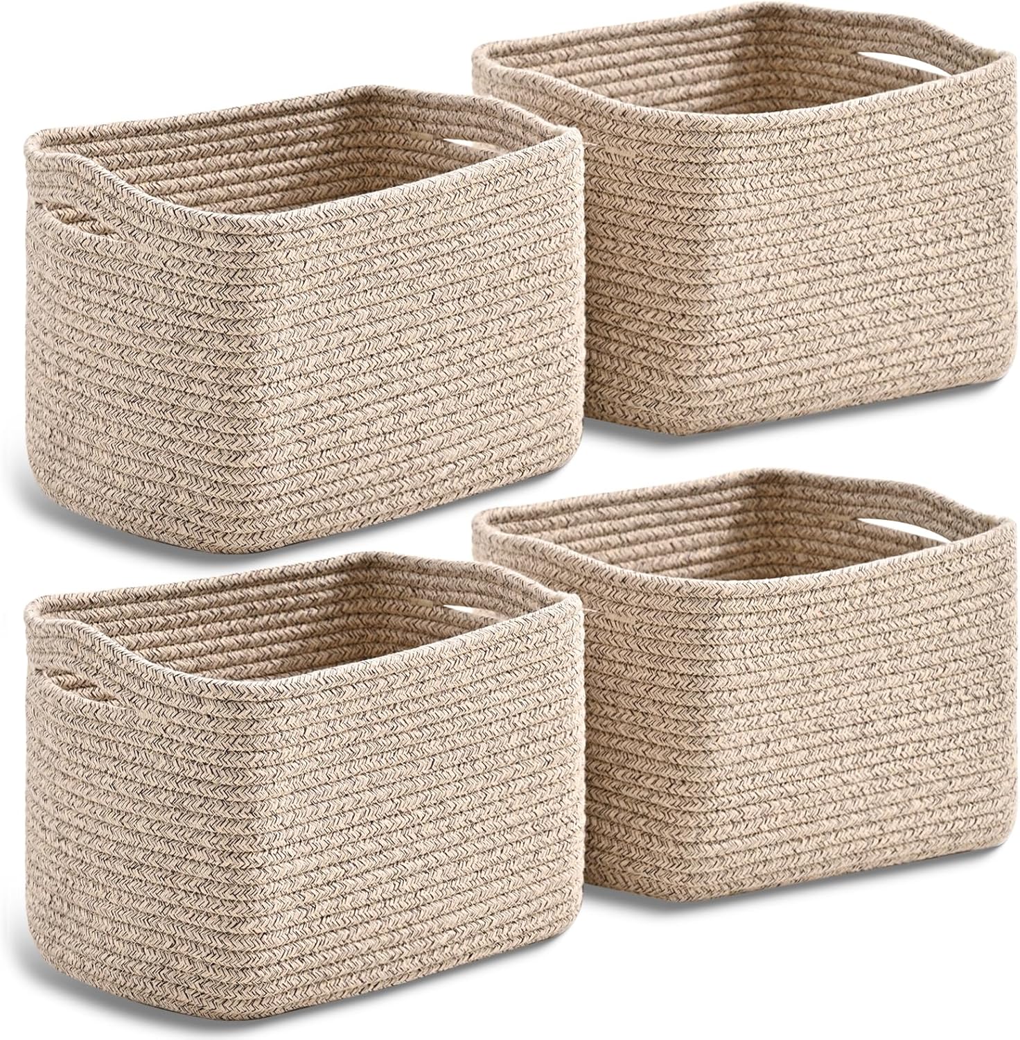 Rectangular Boho Black Storage Basket — 12.7" — Brown