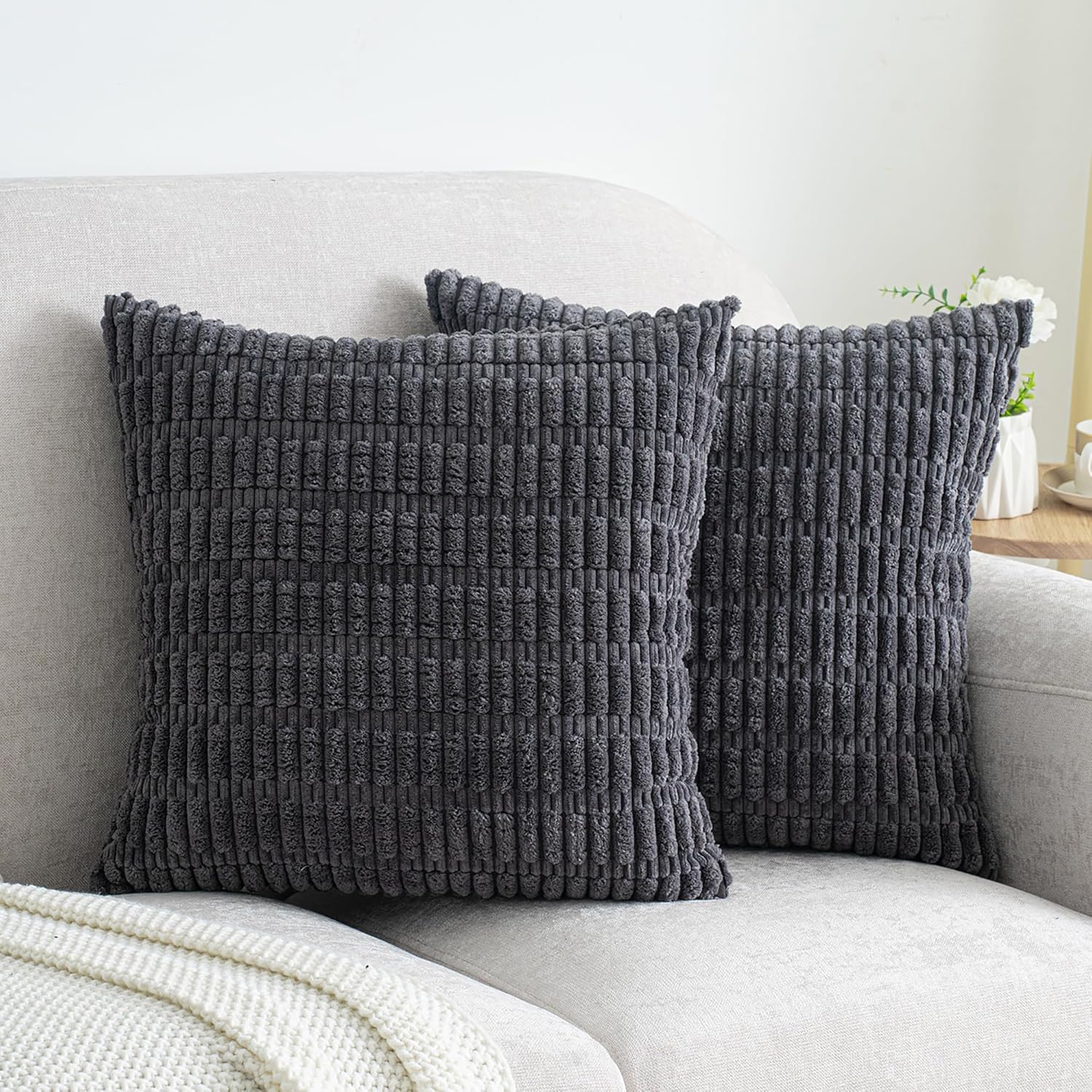 Lumbar Boho Beige Throw Pillow Cover — 20" — 20" x 20" (Pack of 2)