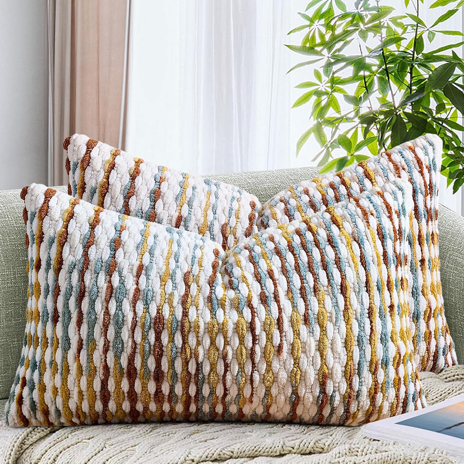 Tufted Boho Black Pillow Cover — 18" — 20" x 12" (Pack of 2)