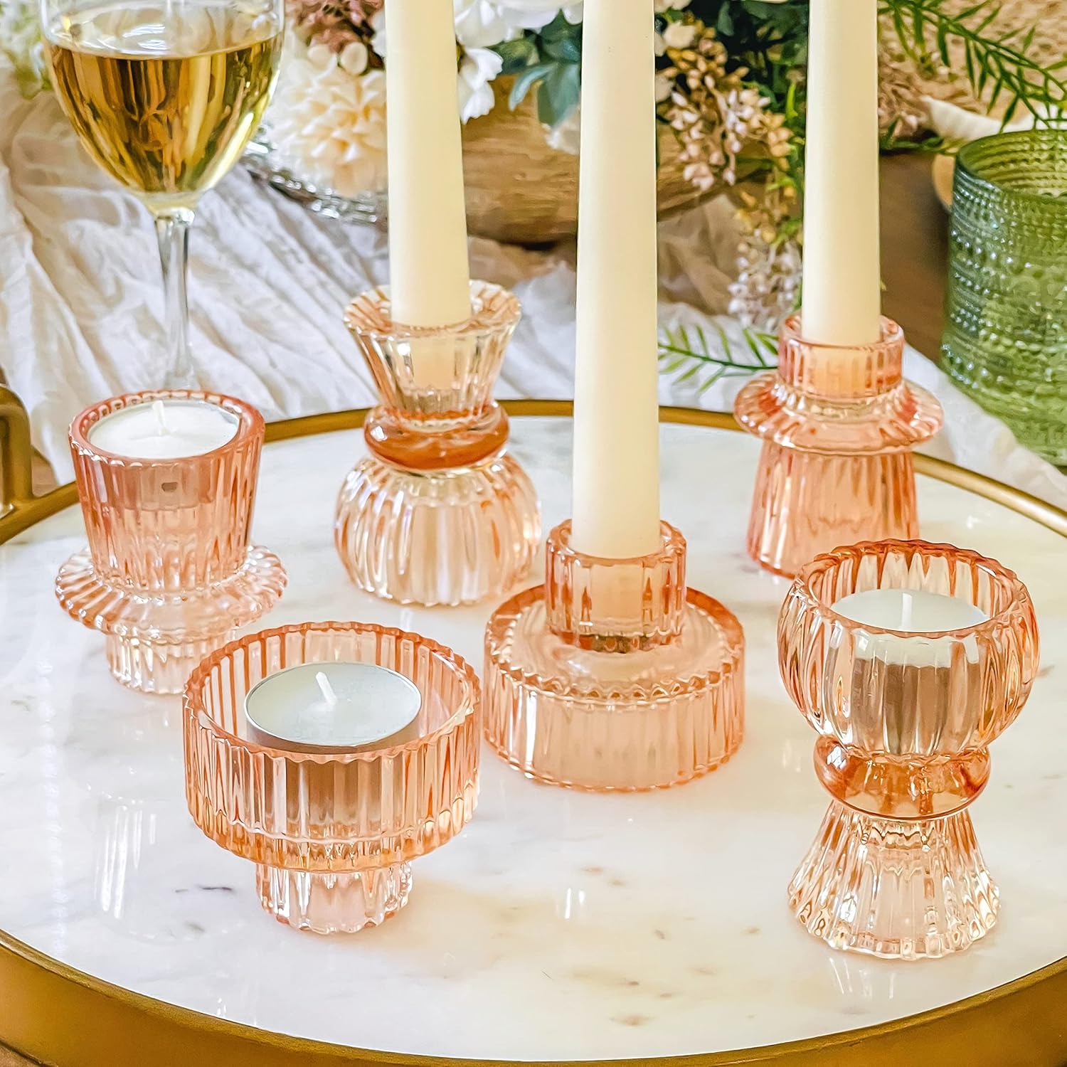 Vintage Luxe Black Candle — Set of 6 — Rose Gold