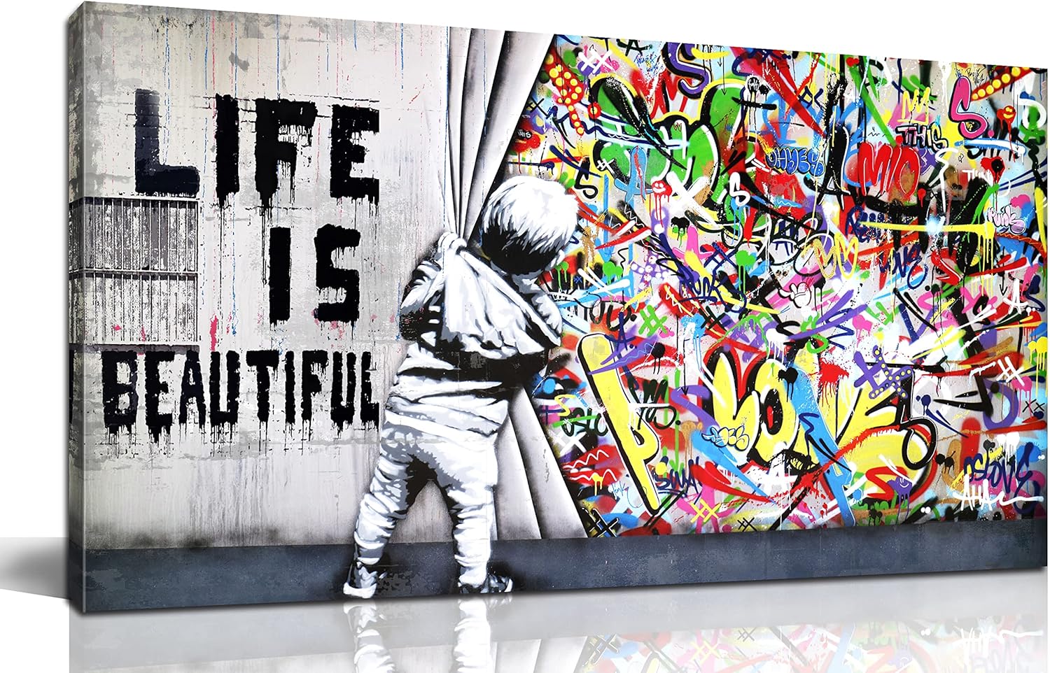 Black Canvas Wall Art — 59" — 40"L x 20"W