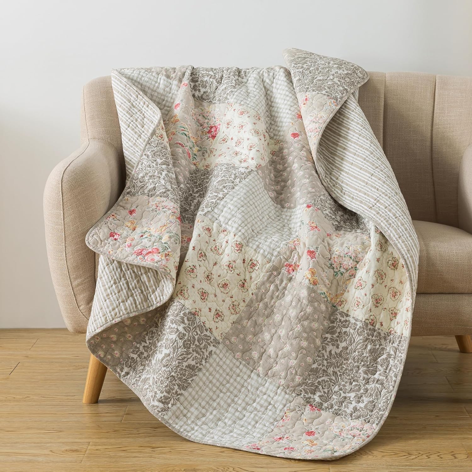 Farmhouse Blue Throw Pillow — 50" — Walk in the Cotswolds