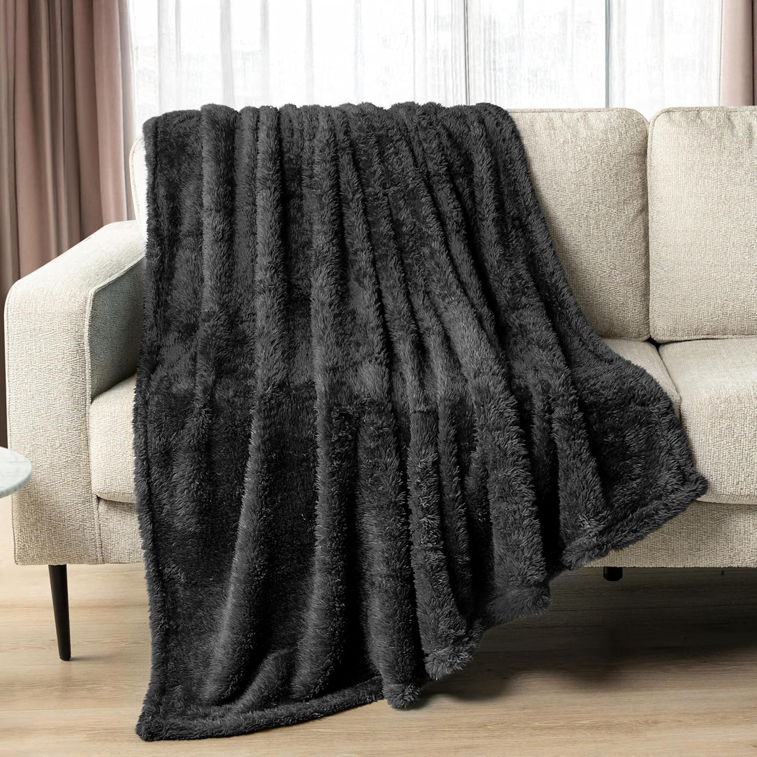 Beige Throw Pillow — 50x60 — Black