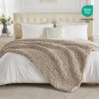 Knit Boho Beige Throw Pillow — 50" - View 4
