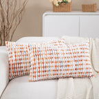 Tufted Boho Blue Throw Pillow Cover — 18" — Orange