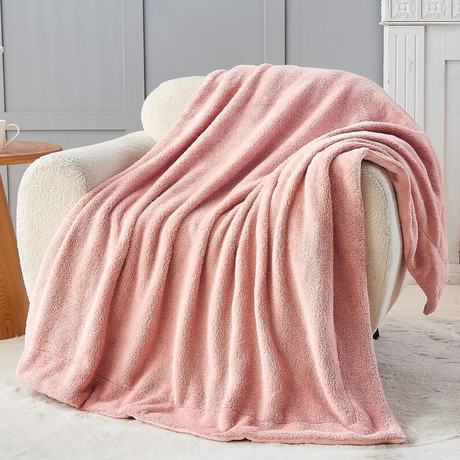 Beige Throw Pillow — 50" — Plush-pink