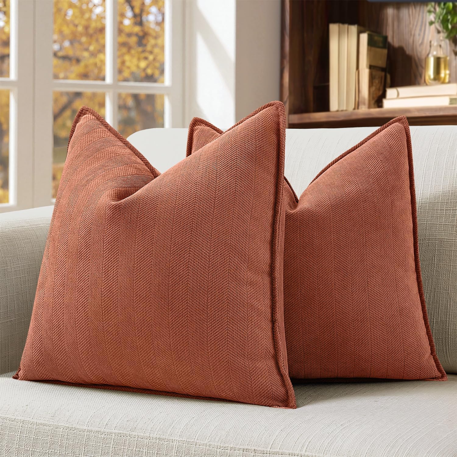 Chenille Boho Beige Pillow Cover — 26" — 20" x 20" (Pack of 2)