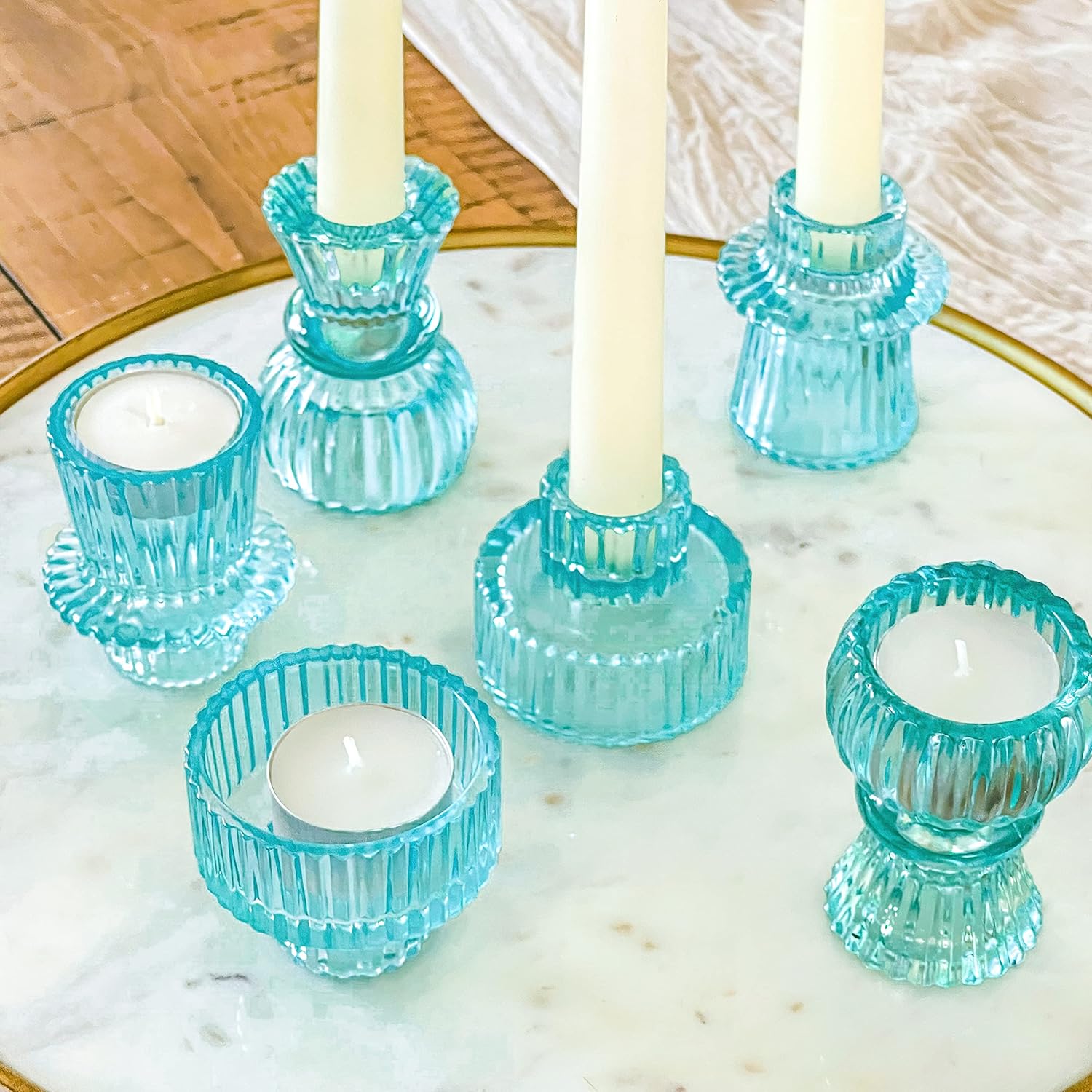 Vintage Luxe Black Candle — Set of 6 — Blue