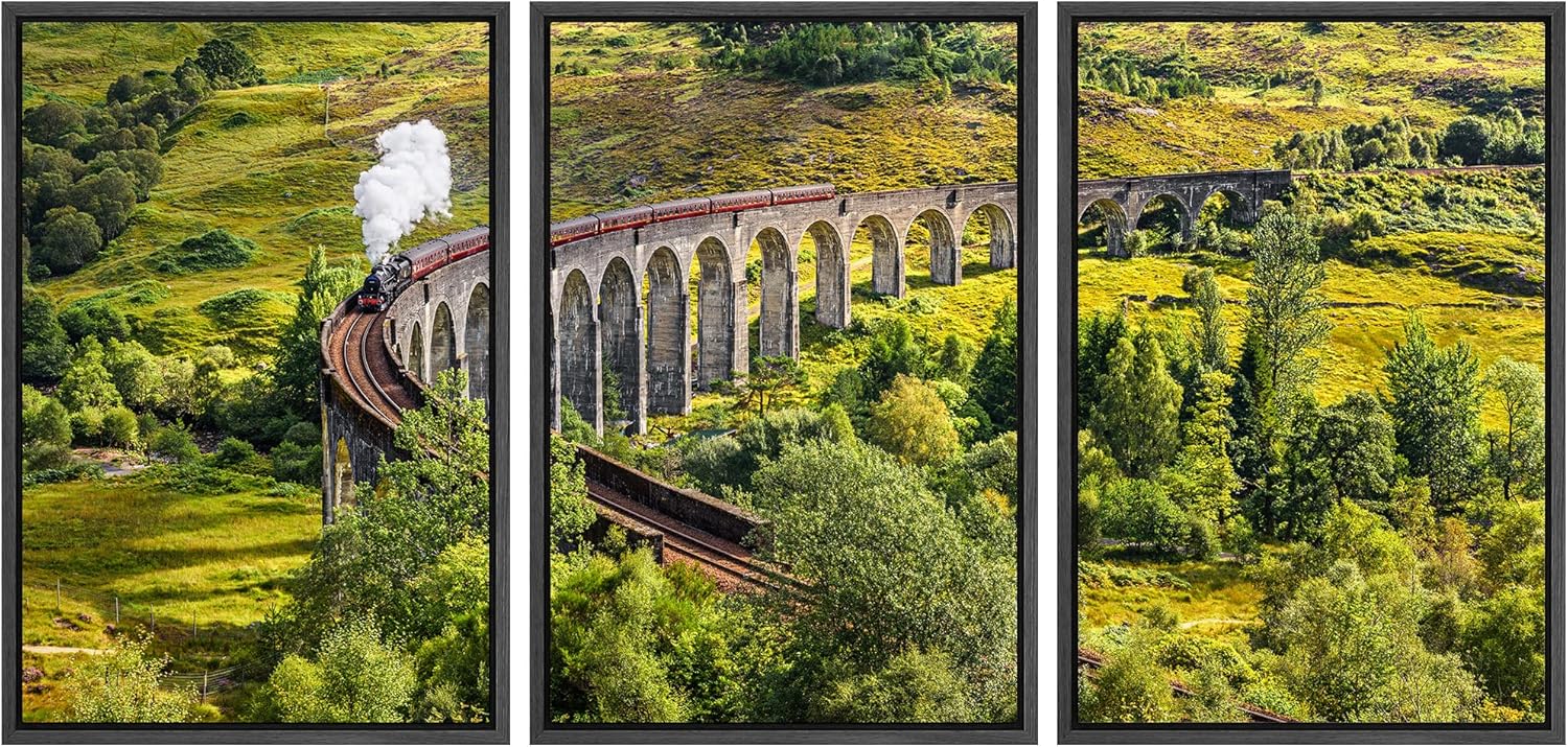 Framed Fabric Wall Art — 16" — 24" x 36" x 3 Panels BLACK