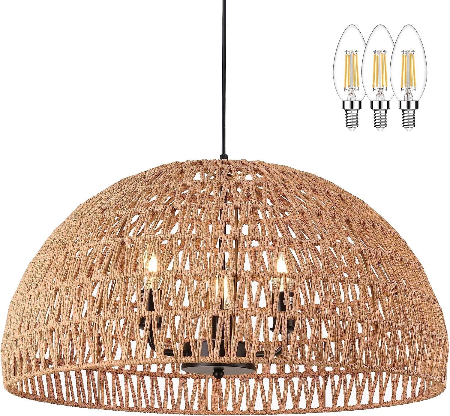 Boho Beige Chandelier — 12.2" — 24" Natural