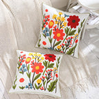 Embroidered Boho Blue Throw Pillow Cover — 18" - View 3