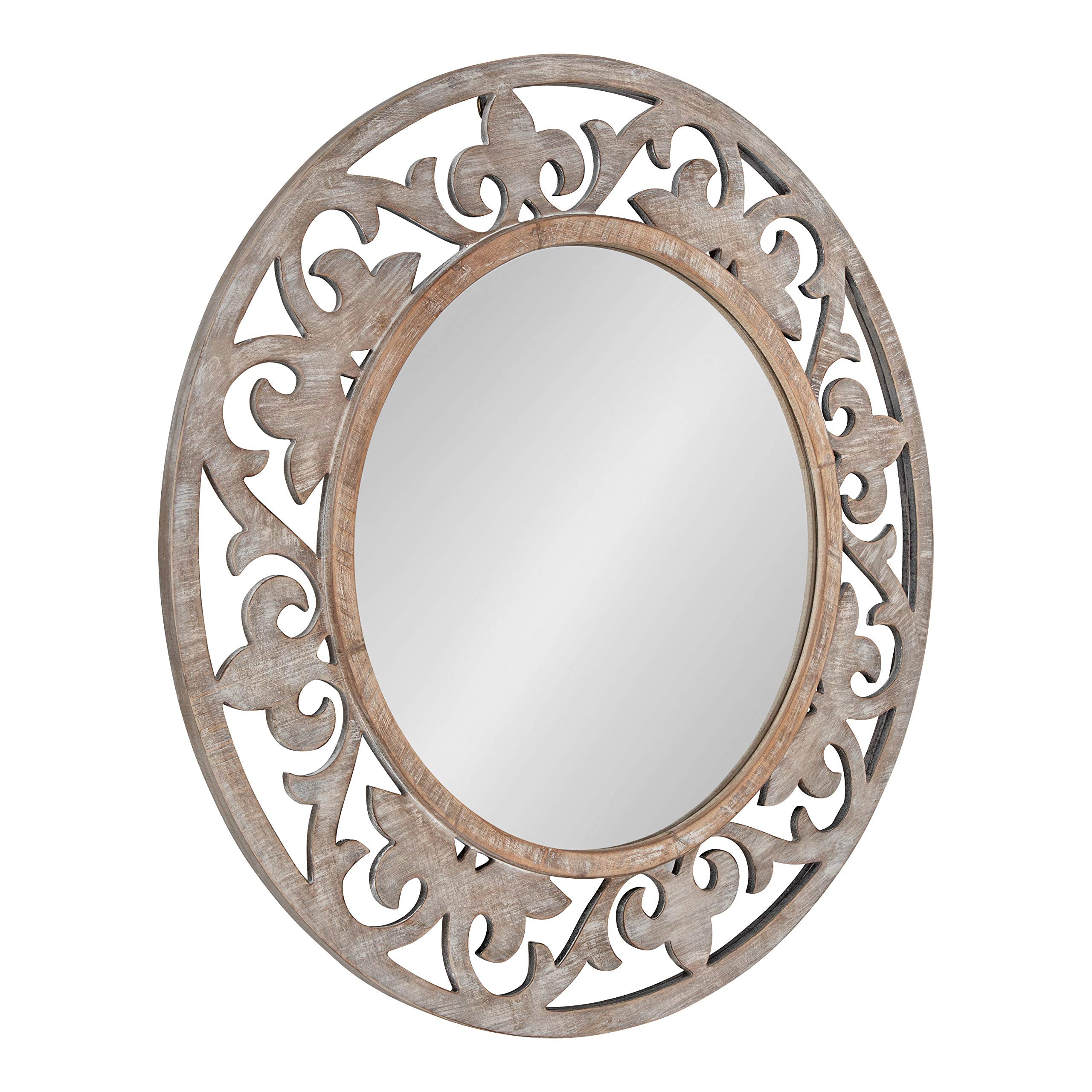Vintage Farmhouse White Round Mirror — 31.5"