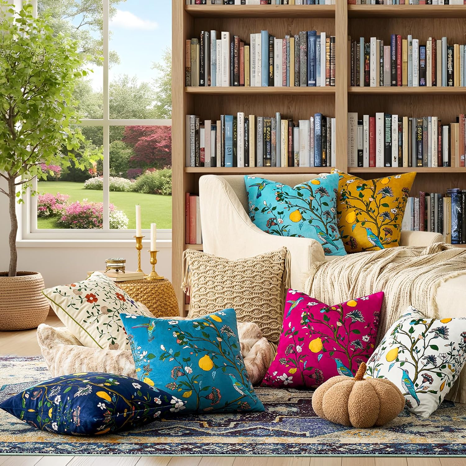 Velvet Boho Beige Pillow Cover — 20" - View 4
