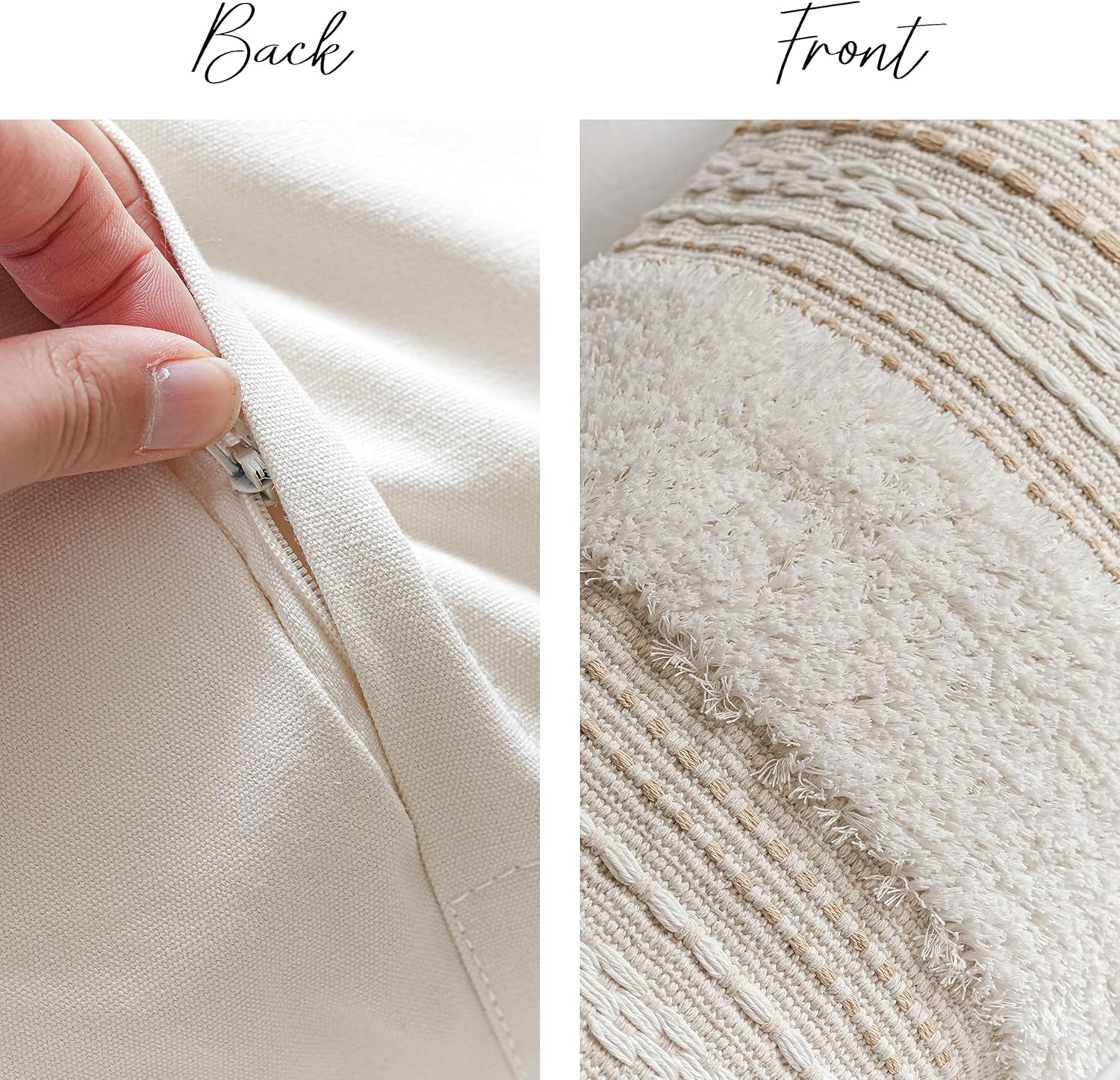 Tufted Boho Beige Pillow Cover — 36" - View 6