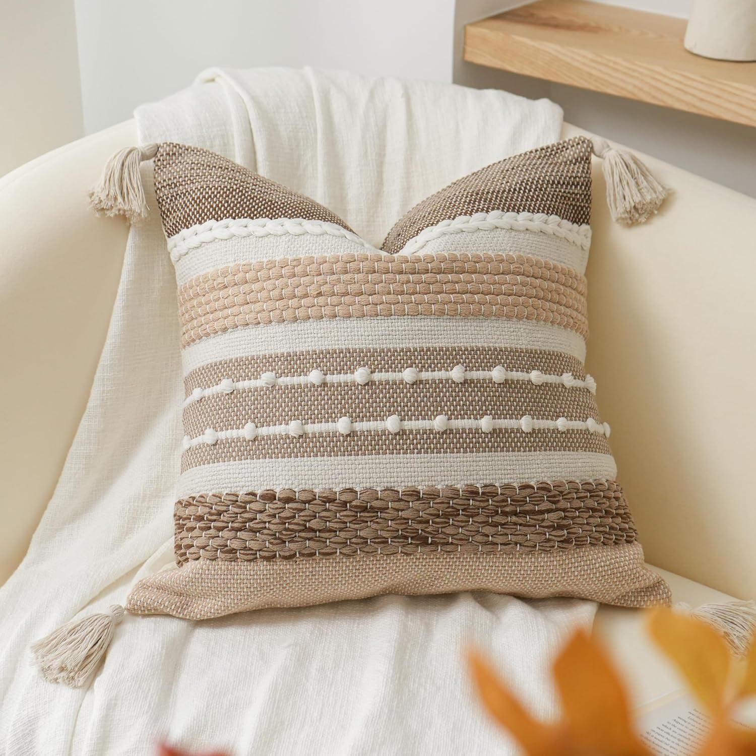 Lumbar Boho Blue Pillow Cover — 36" — 18" x 18" (Pack of 1)
