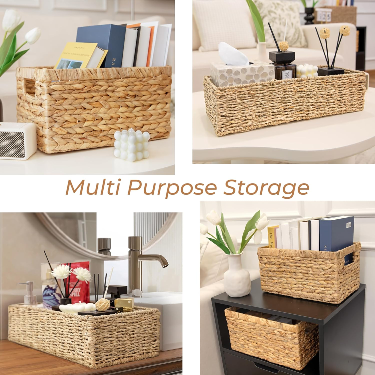 Handwoven Boho Rattan Storage Basket — 13.5" - View 4