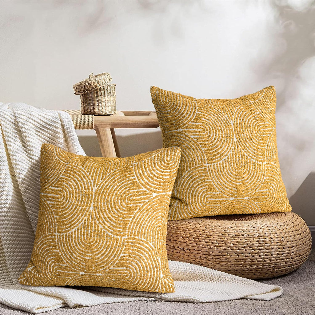 Tufted Boho Beige Throw Pillow Cover — 18" - View 5
