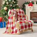 Green Throw Pillow — 50" — Red White Plaid Gingerbread Man