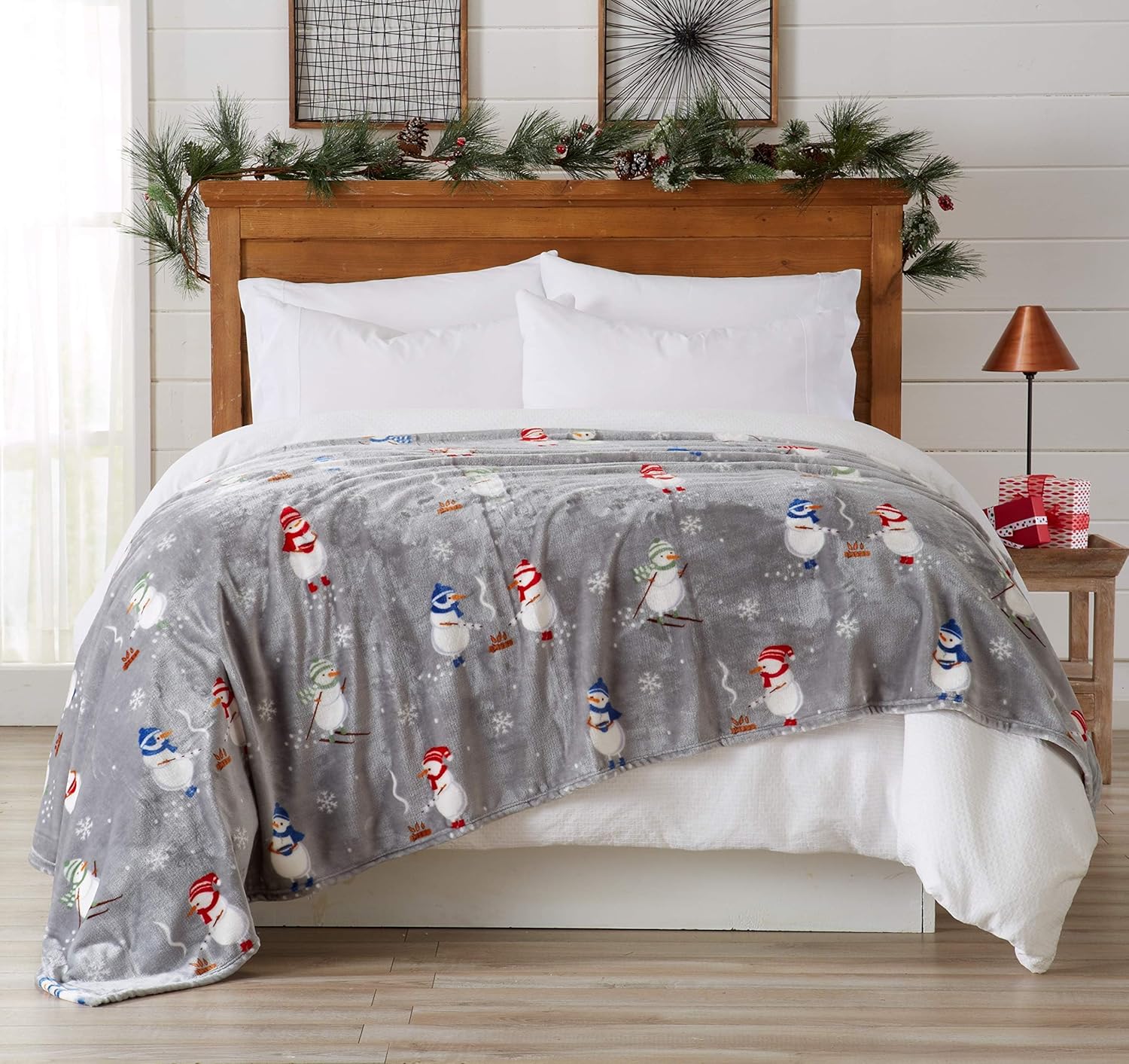 Velvet Luxe Brown Throw Pillow — Snowman W/ Cocoa