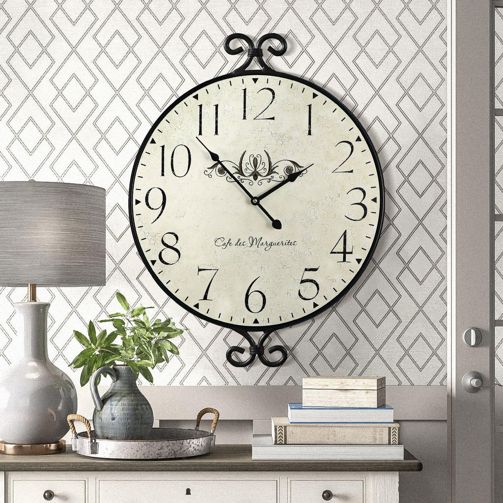 Battery Operated Farmhouse Gold Wall Clock — 24"