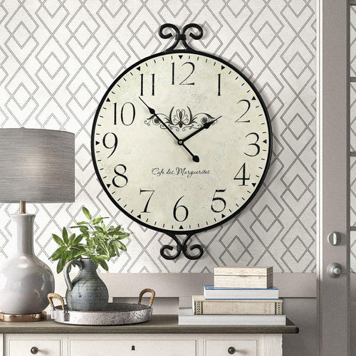 Battery Operated Farmhouse Gold Wall Clock — 24"
