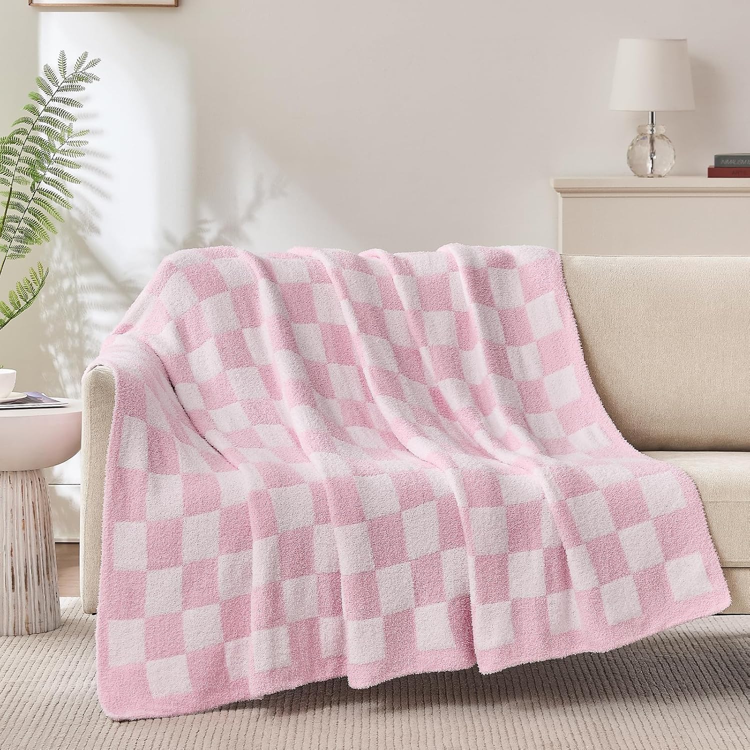 Beige Throw Pillow — 70" — Pink