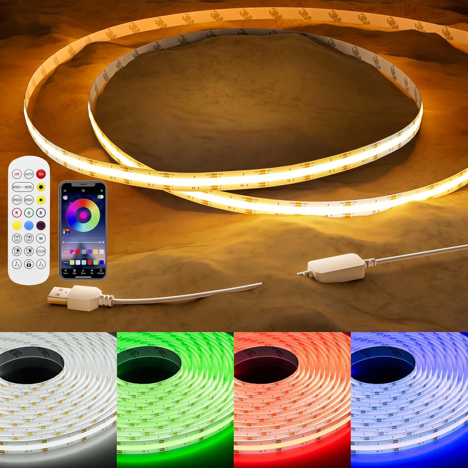 Dimmable Metal LED Strip Lights — RGB (Red, Green, Blue)