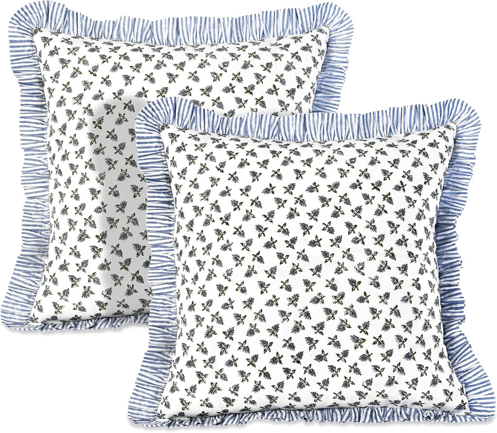 Blue Throw Pillow Cover — 18" — Baby Blossoms